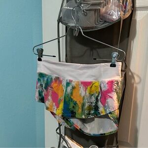 Lululemon Athletica Speed-Up White and Multicolor Athletic Shorts